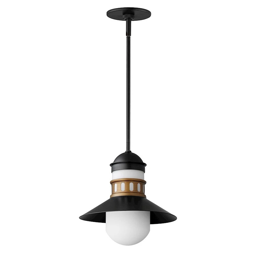 Maxim Admiralty 1 Light Outdoor Pendant, Black/Antique Brass/White - 35121SWBKAB - Image 1 of 1