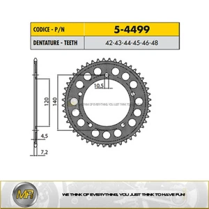 SUZUKI DL V-STROM ABS 1000 FROM 2014 TO 2018 ERGAL REAR SPROCKET 525 45 TEETH - Picture 1 of 1