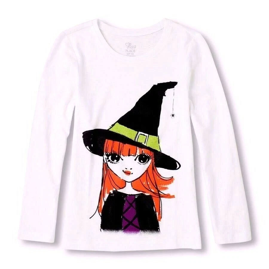 THE CHILDREN'S PLACE WITCH BLACK HAT GIRLS T-SHIRT TOP  4 XS  S 5/6  HALLOWEEN - Image 1 of 1