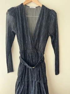 SHEIKE ‘ALL THAT SPARKLES’ Blue Metallic Thread Dress (Belted) - Foto 1 di 5