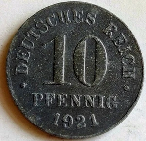 Germany-Empire 10 Pfennig 1921 Zinc KM#26 - Picture 1 of 2