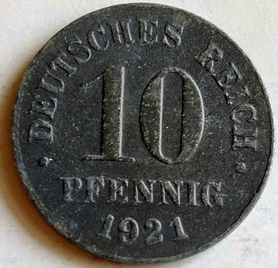 Germany-Empire 10 Pfennig 1921 Zinc KM#26 - Image 1 of 2