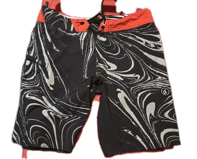 VOLCOM MARBLE MOD TECH RED BLACK BOARDSHORTS SIZE 34 🔥 - Image 1 of 4