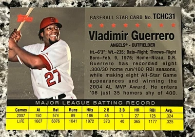 2008 Topps Chrome  VLADIMIR GUERRERO  Trading Card History  #TCHC31 Angels - Image 1 of 2