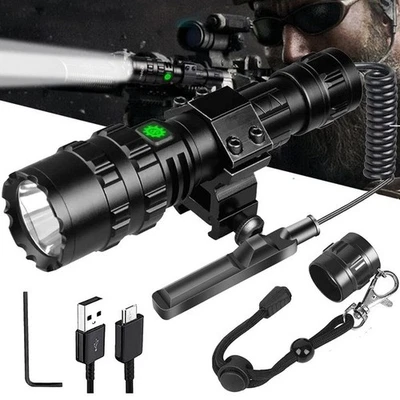Тактический фонарик на планку Пикатинни 500000 люмен для охоты стрельбы - Изображение 1 из 4