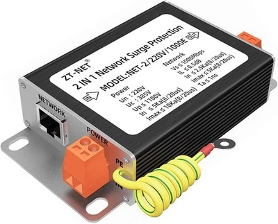 2 in 1 Ethernet Surge Protector Gigabit Mounting Flange Metal Shielded RJ45 - Image 1 of 4