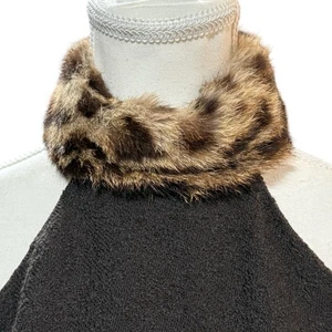 Michael Kors Neckholder Wollkleid braun Echtfellkragen ärmellos Party Cocktail - Bild 1 von 12