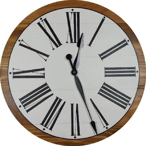 Eleanor 36 in. White and Brown Farmhouse Wall Clock - Picture 1 of 3
