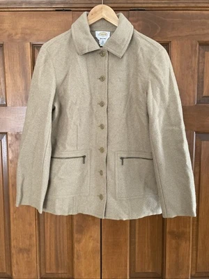 Talbots Women’s Sz Medium Alpaca Wool Khaki Button Front Blazer Jacket Pockets  - Image 1 of 4
