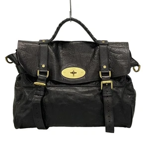 Mulberry Oversized Alexa Satchel Black Heavy Grain Leather fromJapan - Picture 1 of 11