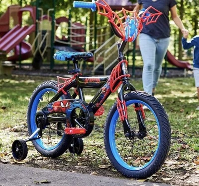 Bicicleta para niños Huffy Marvel Spider-Man 16 con ruedas de entrenamiento Foto 1 de 4
