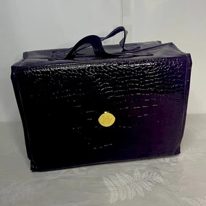 Joy Mangano Croc Embossed Better Beauty Roll Up Makeup Case Purple - Picture 1 of 22