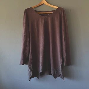Top Granate Hill Mujer Talla XL Marrón Algodón Orgánico Seda Dobladillo Asimétrico Terroso  - Imagen 1 de 9