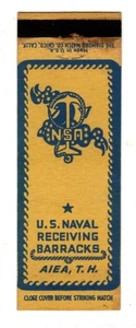 US NAVAL RECEIVING BARACKS matchbook matchcover - AIEA, TH - HAWAII - Picture 1 of 2
