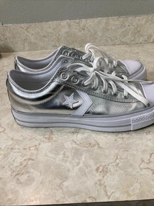 Converse All Stars Star Player Low Top Silver Metallic Men’s Size 9 Women’s 10.5 - Picture 1 of 11