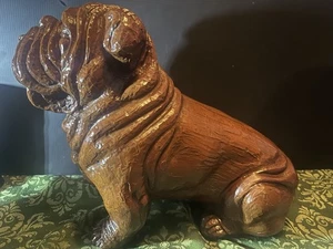 Vintage 18" Red Mill Bulldog Pecan Nut Shell Handmade Statue Figurine Doorstop - Picture 1 of 8