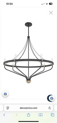 Hunter Merlin Noble Bronze 6 Light Medium Chandelier Ceiling Light Fixture - Image 1 of 2