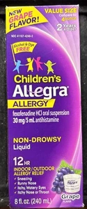 Allegra Children's Non-Drowsy 12HR Allergy Relief-8.5oz Grape EXP 9/25 - Picture 1 of 3