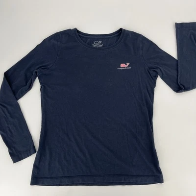 Vineyard Vines Long Sleeve T-Shirt - Womens Medium Navy Blue Tee EUC Pink Whale - Image 1 of 4