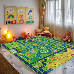 Autoteppich Spielmatte, Straßenteppich Kinderspielmatte, Spielzimmer Spielzeugauto Matte, Kinderteppich City... - Bild 1 von 2