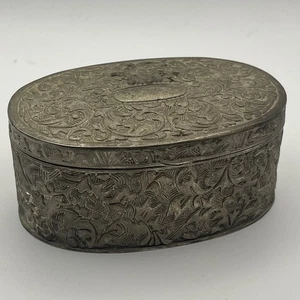 Portagioie ovale vintage placcato argento, portagioie, bella patina - Foto 1 di 13
