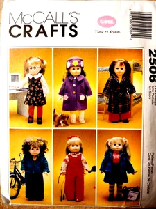 2506 McCALLS 18" Doll Clothes Dog Jumper Pants Skirt Robe Blouse Overalls Jacket - Picture 1 of 11