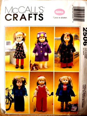 2506 McCALLS 18" Doll Clothes Dog Jumper Pants Skirt Robe Blouse Overalls Jacket - Image 1 of 4