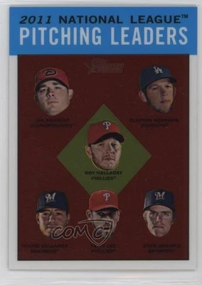 2012 Heritage Chrome League Leaders Ian Kennedy Clayton Kershaw Roy Halladay HOF - Image 1 of 2