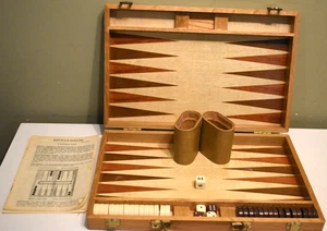 Vintage Cardinal Ind. Bakelite Backgammon Game in Wood Case - Picture 1 of 6
