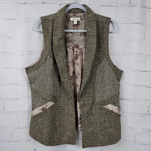 Vintage Artsy Tweed Vest Lagenlook Womens 18 Bohemian Patchwork Coldwater Creek - Picture 1 of 11