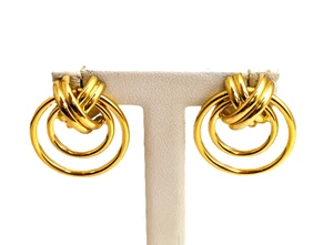 14K Gold Earrings,7/8'' Diameter - Picture 1 of 7
