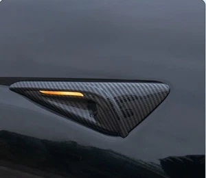 Per Tesla Model 3/Y stile fibra di carbonio parafango laterale fotocamera sfiato rivestimento - Foto 1 di 10