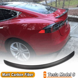 Alerón trasero de carbono negro mate para Tesla Model S 12-19 labio alerón de maletero - Imagen 1 de 12