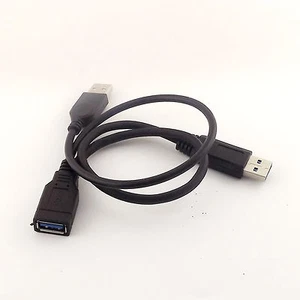 Superspeed USB 2.0 + USB 3.0 Type A Male to USB 3.0 A Female Y Cable Connector - Picture 1 of 6