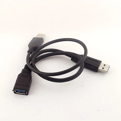 Superspeed USB 2.0 + USB 3.0 Type A Male to USB 3.0 A Female Y Cable Connector - Image 1 of 4