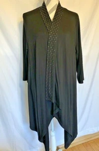 Colour Works ~Women Open Front Asymmetrical Studded Cardigan 3/4 Sleeve ~Sz.XL - Picture 1 of 11