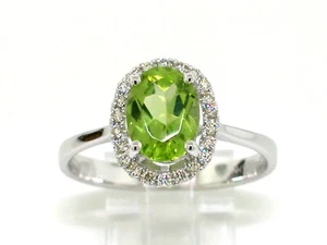Peridot Ring 585 Weißgold 14Kt Gold natürlicher Peridot  22 Brillanten - Bild 1 von 6