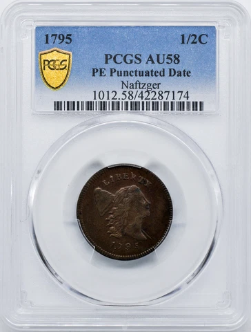 1795 LIBERTY CAP 1/2 PCGS AU 58 BN Cover