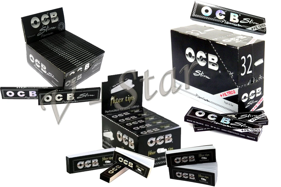 OCB PREMIUM BLACK ROLLING PAPERS + FILTERS / PERFORATED TIPS (5/10/20) BOOKLETS - Image 1 of 1