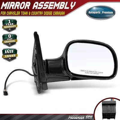 Espejo retrovisor negro pasajero con ajuste eléctrico para Chrysler Town & Country 2001-2005 Foto 1 de 4