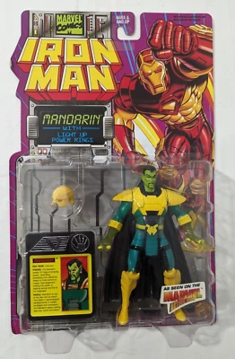 VTG 1994 Marvel Iron Man Mandarin w Light Up Power Rings Action Figure Toy Biz Foto 1 de 2