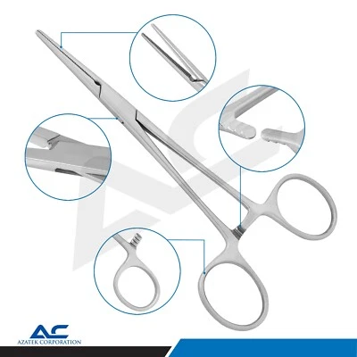 Azatek Hemostatic Surgical Artery Clamp Locking Pliers Forceps Curved / Straight