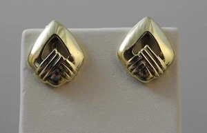 Pendientes de clip geométrico en tono dorado vintage de 1" P29 - Imagen 1 de 10