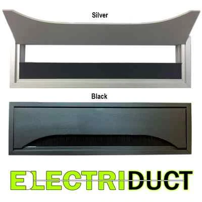 ELECTRIDUCT 11" Rectangular Metal Office Table Desk Computer Grommet Bristles Black Silver