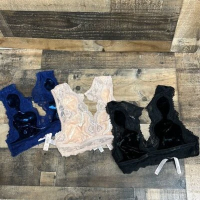 Victorias Secret Bundle of 3 Unlined Lace Up Bralette High Neck Bra Size  Small - Image 1 of 4