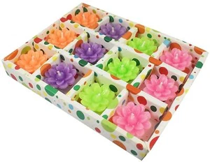 Flower Shape Tea Light Candles Smokeless Multicolor Decoration Candles-Set of 12 - Picture 1 of 5