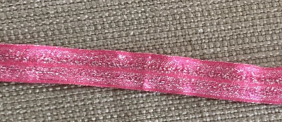 1 ярд 5/8 дюйма ярко-розовые блестящие складные эластичные завязки для волос - Изображение 1 из 2