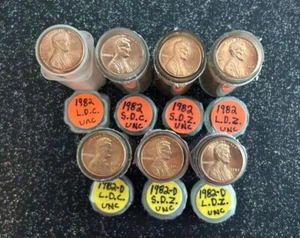 Centavo conmemorativo Lincoln 1982 P,D (BU) L/D, S/D zinc, juego de cobre (lote de 7 monedas) - Imagen 1 de 1