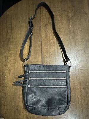 Bolso Bandolera Bolso de Mano Bueno Negro Imitación Cuero Cremallera Correa Ajustable ¡Limpio! Foto 1 de 4