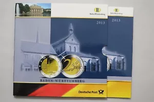 π§ π©πͺ GERMANIA POSTE TEDESCHE 2013 BADEN-WURTTEMBERG 2 EURO + FRANCOBOLLI B79 #12 BX1 - Foto 1 di 8